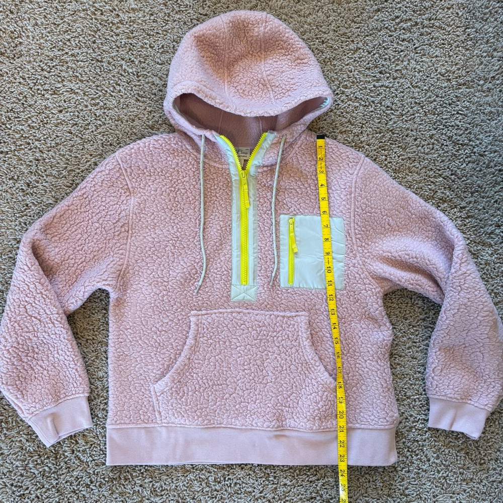 J Crew Polartec® Sherpa Vintage Fleece Half-Zip Hoodie Dark Mauve Size Medium - Picture 8 of 11